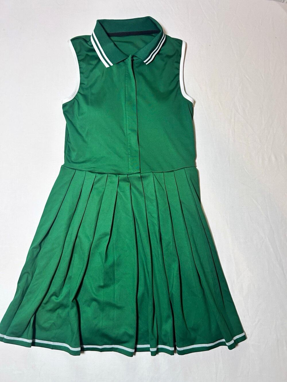 ATTARCO Women's Tennis Skort Pull On Stretch Solid Green/White Regular M